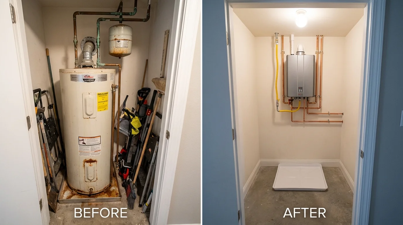 Tank water heater versus wall-mounted tankless unit comparison for Dansville, NY homeowners
